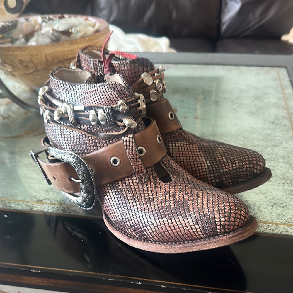 Freebird Brown and Silver Ankle Booties